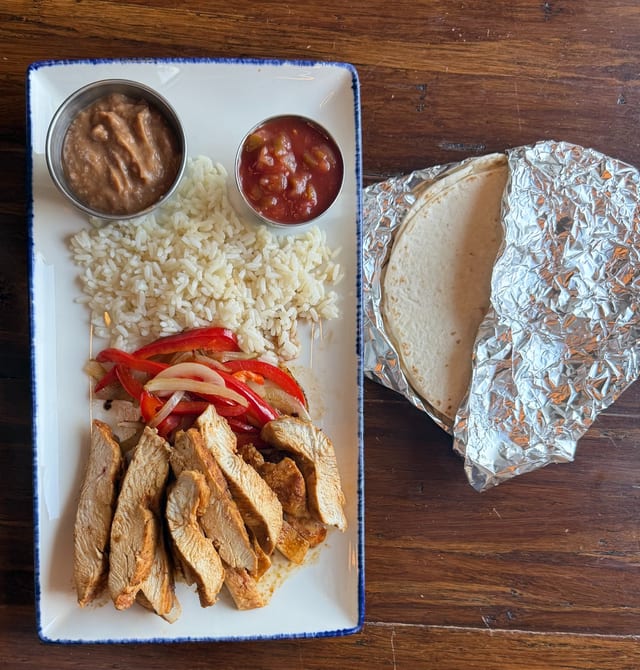 Chicken or Shrimp Fajitas.