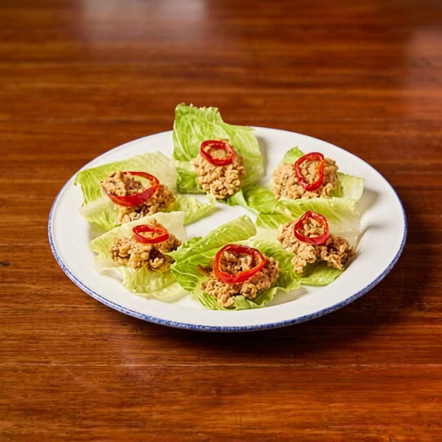 Fried Oyster Lettuce Wraps.